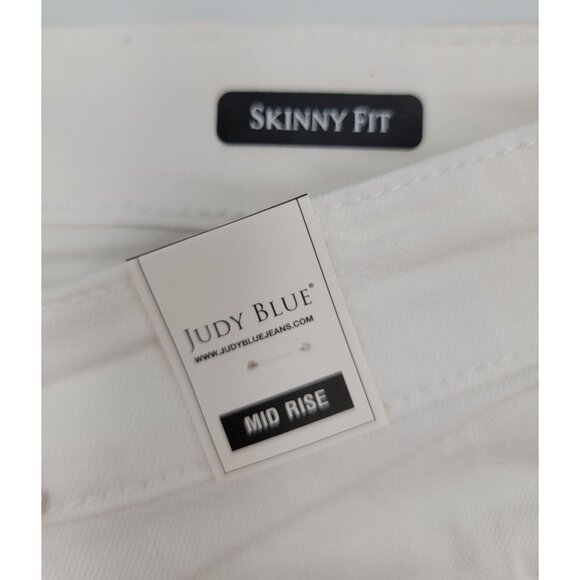 Judy Blue Women 13/31 Wht Mid-Rise Skinny Fit Wren Jeans Size Stretch Destroyed - Picture 5 of 11